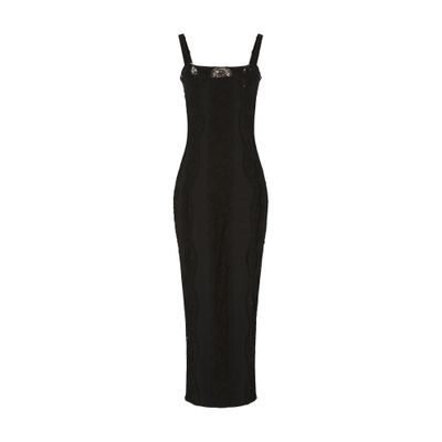 Dolce & Gabbana Jersey Calf-length Dress With Lace Inserts In Black