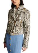 Snakeskin leather biker jacket - BALMAIN