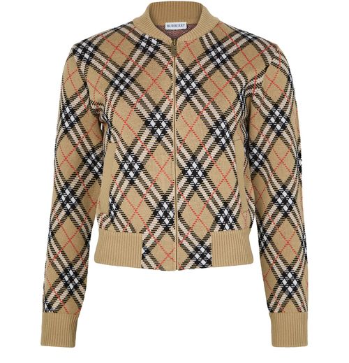 BURBERRY Kurzer Cardigan mit Reißverschluss und Check-Muster