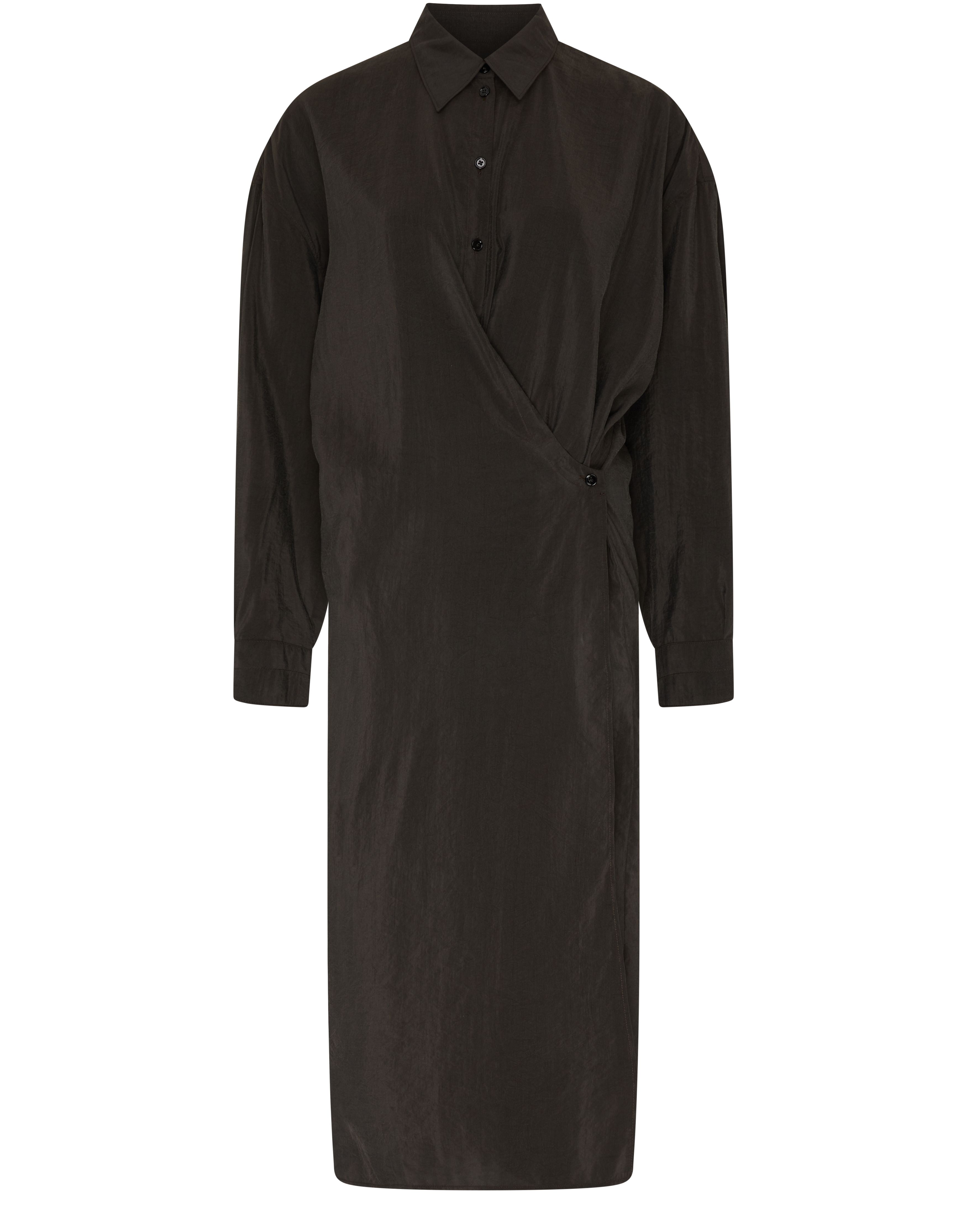 Straight collar twisted shirt dress