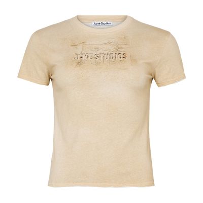 Acne Studios Womens Sand Beige Logo Short-sleeve Cotton-jersey T-shirt Xs