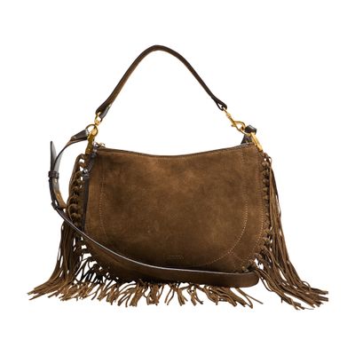 Isabel Marant Oskan Hobo Soft Zip Shoulder Bag In Suede With Fringes In Brown
