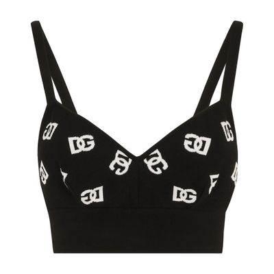 Dolce & Gabbana Dolce&gabbana Logo Monogram Bralette Crop Top In Multicolor