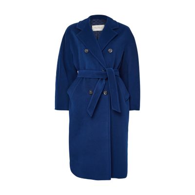 Max Mara Madame Belted Maxi Coat In Blue