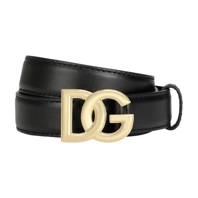 Dolce & Gabbana Calfskin Belt With Dg Logo In Black