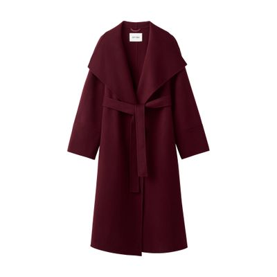 Soft Goat Belted Maxi Coat In Red