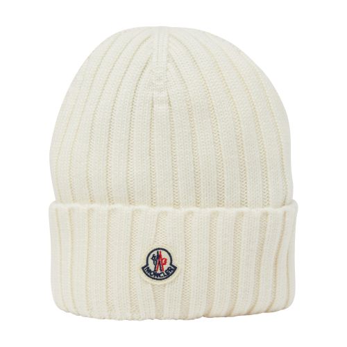 Shop Moncler Beanie With Logo In Off_white