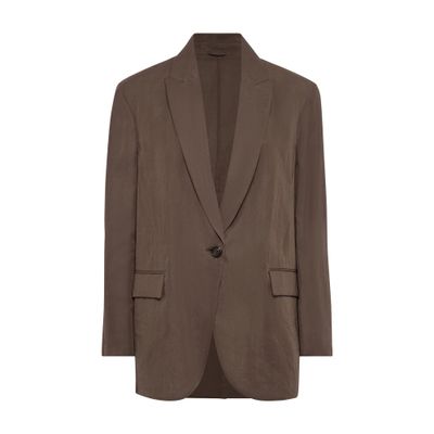 Shop Brunello Cucinelli Organza Jacket In Brown