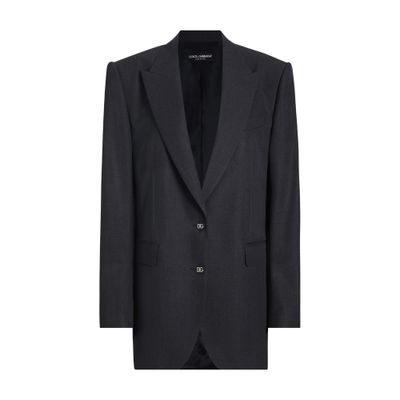 Dolce & Gabbana Oversize Woolen Jacket In Grey