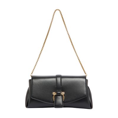 Ferragamo Medium Gancini Leather Shoulder Bag In Black