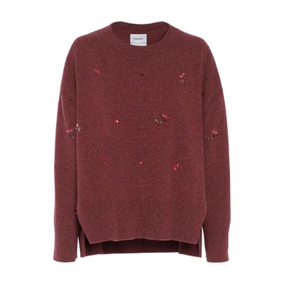 Barrie Floral-embroidery Cashmere Jumper In Red