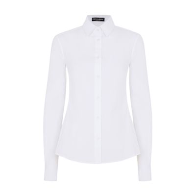 Dolce & Gabbana Fitted Cotton Poplin Shirt In Optical White