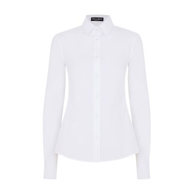 Shop Dolce & Gabbana Stretch Poplin Shirt In Optical White