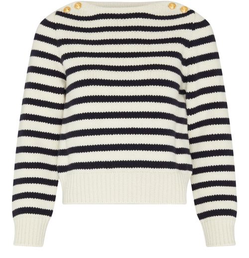CELINE Boat neck marinière sweater in cashmere