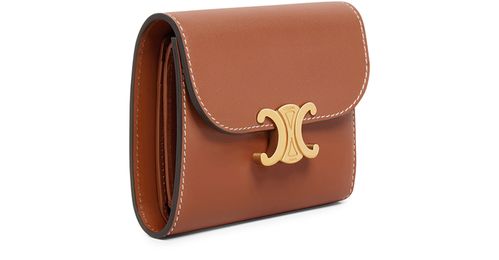 CELINE Small flap wallet in shiny smooth lambskin