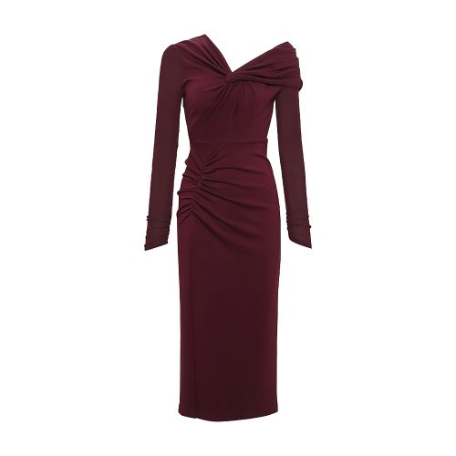Diane Von Furstenberg Rich Twisted Stretch-jersey And Mesh Midi Dress In Wine_pink