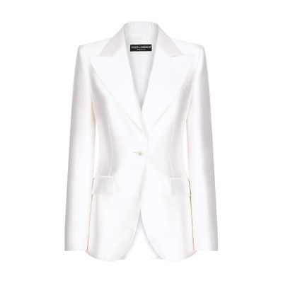 Dolce & Gabbana Turlington Single-breasted Silk Blazer In White