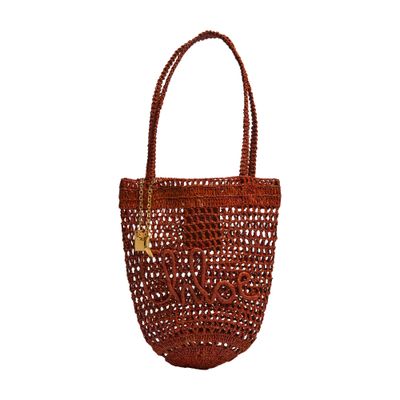 Chloé Summer Banana Small Raffia Tote Bag In Brown