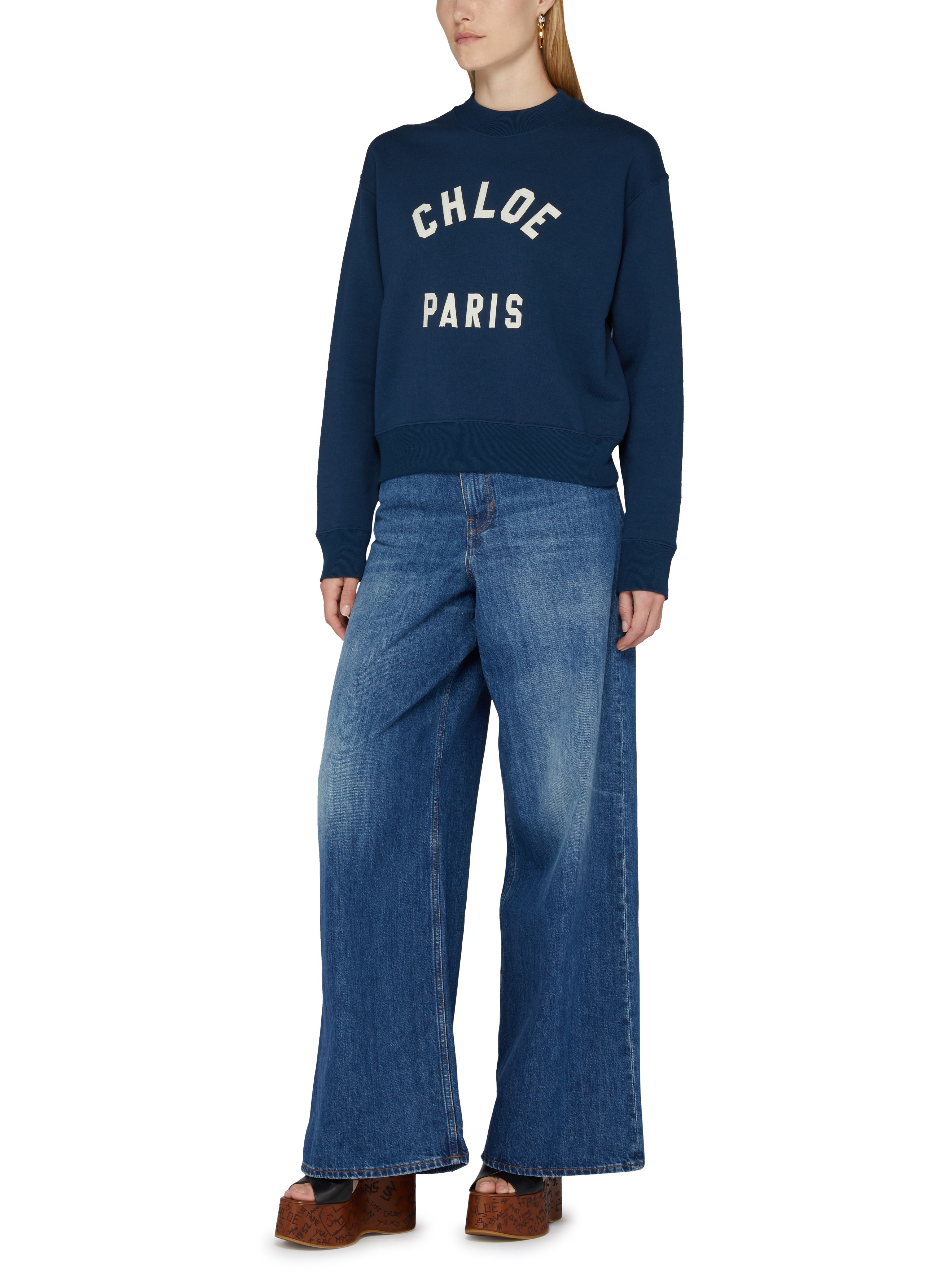 Mockneck cotton sweatshirt with logo thumbnail 6