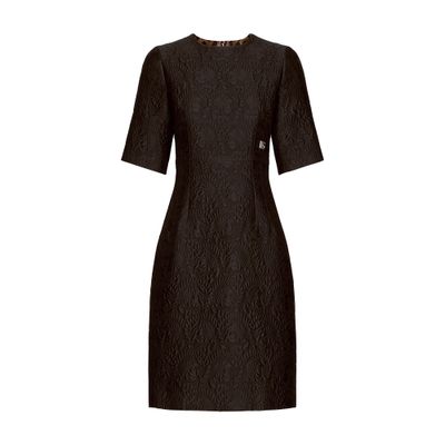 Dolce & Gabbana Black Floral Jacquard Midi Dress In Black