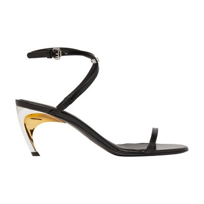 Alexander Mcqueen Armadillo Leather Metallic-heel Sandals In Black