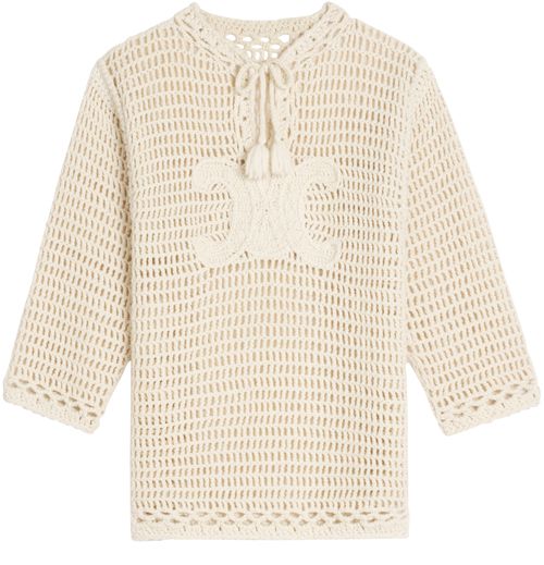 CELINE Crocheted wool baja tunic