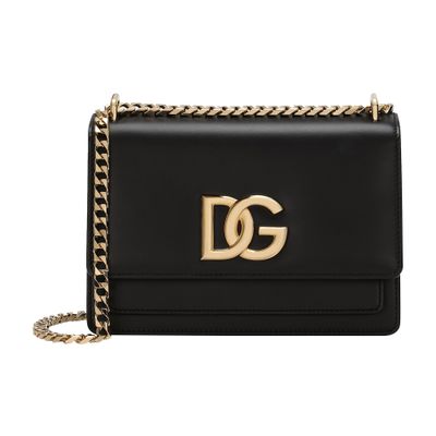 Dolce & Gabbana Logo-plaque Leather Crossbody Bag In Black