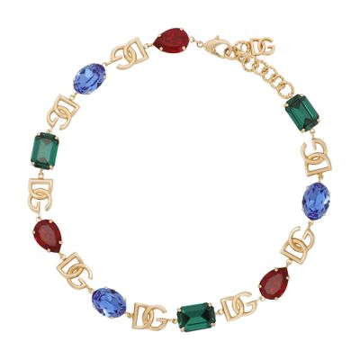 Dolce & Gabbana Necklace With Dg Logo And Multi-colored Crystals In Multicolor