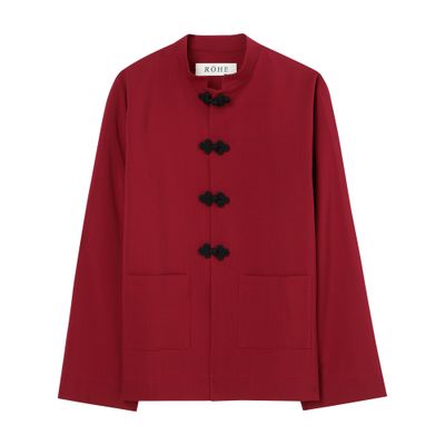 Rohe Jacket Mandarin Collar Button Front Pockets In Red