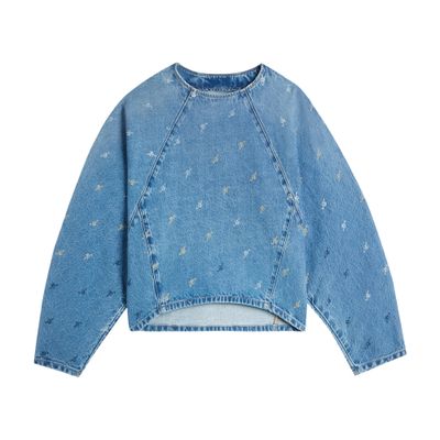 Axel Arigato Blue Daisy Script A Denim Blouse In Blue