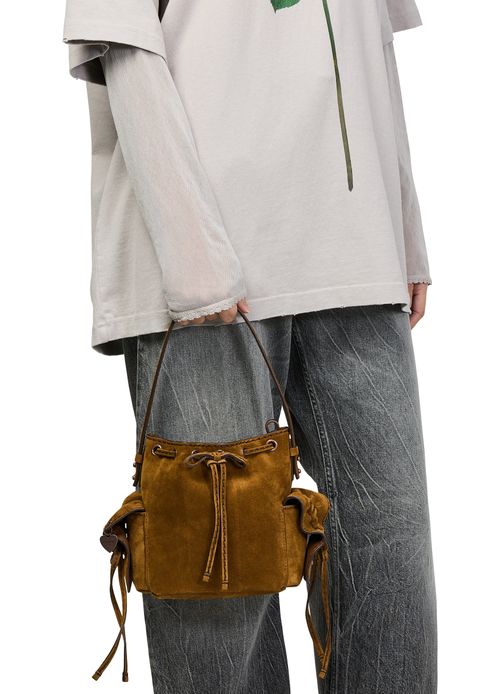 ACNE STUDIOS Mini Multipocket suede bucket bag