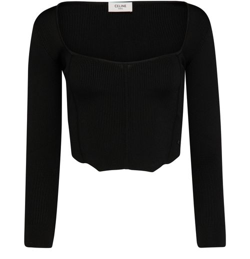 CELINE Triomphe crop top in underpinning silk