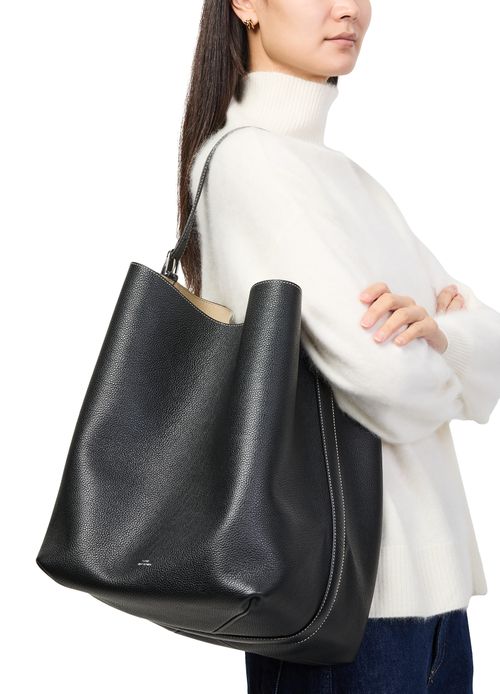 TOTEME Belted grained-leather tote black