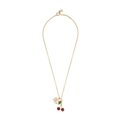 Dolce & Gabbana Necklace With Dg Logo And Cherry Charms In Gold