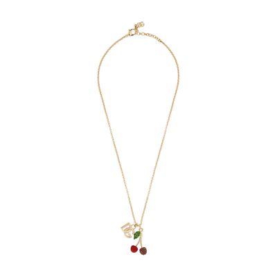 Shop Dolce & Gabbana Necklace With Logo And Charms In Gold