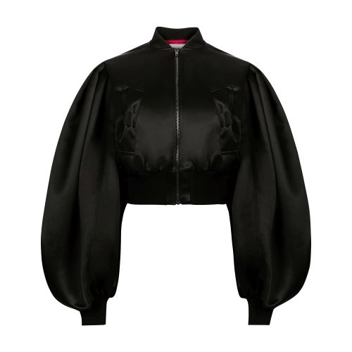 Satin cropped bomber