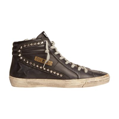 Golden goose black leather studded slide sneakers outlet
