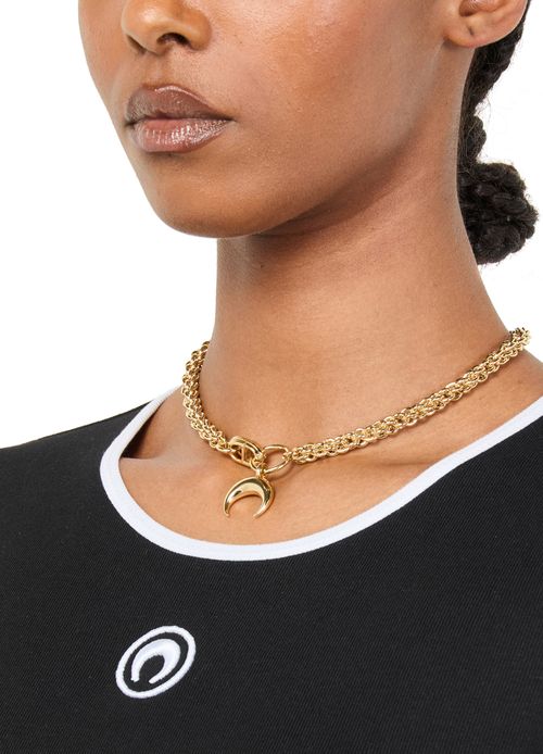 MARINE SERRE Moon silver plated braided necklace