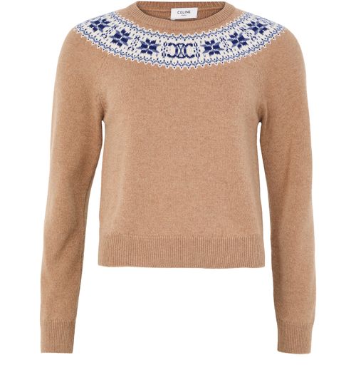 CELINE Crew neck sweater in Fair Isle cashmere