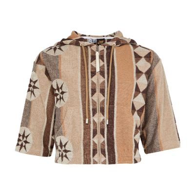 Loewe Short-sleeved Zipped Hoodie In Beige
