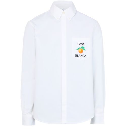 CASABLANCA Embroidered long-sleeved oxford shirt