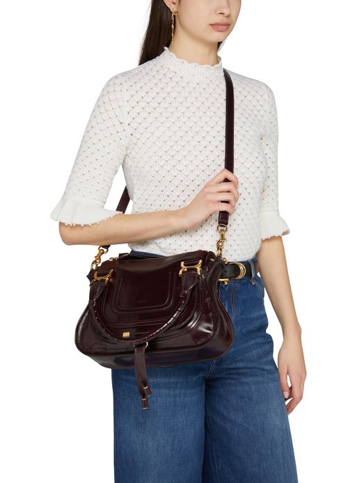 CHLOE Petit sac double porté Marcie en cuir brillant