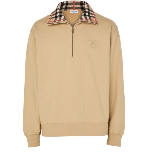 BURBERRY Check long-sleeved cotton polo shirt