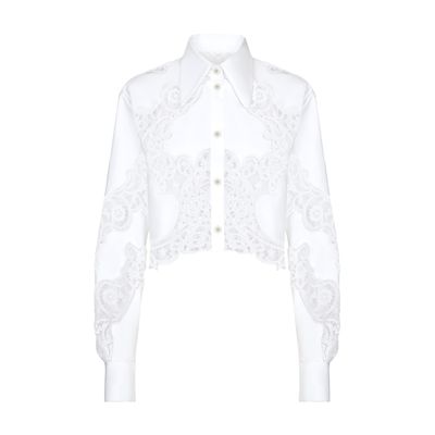 Dolce & Gabbana Floral Openwork Embroidery Shirt In White