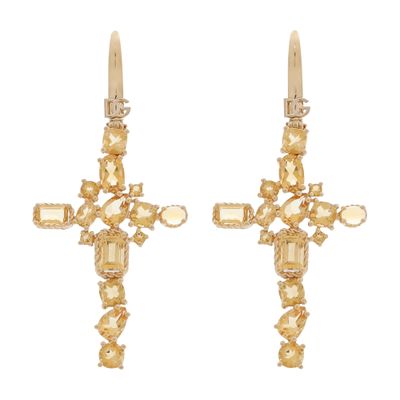 Dolce & Gabbana Anna Earrings In Yellow Gold 18kt With Citrine Quartzes In Gold
