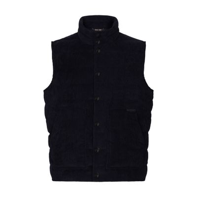 Dolce & Gabbana Corsuroy Sleeveless Jacket With Padding In Blue