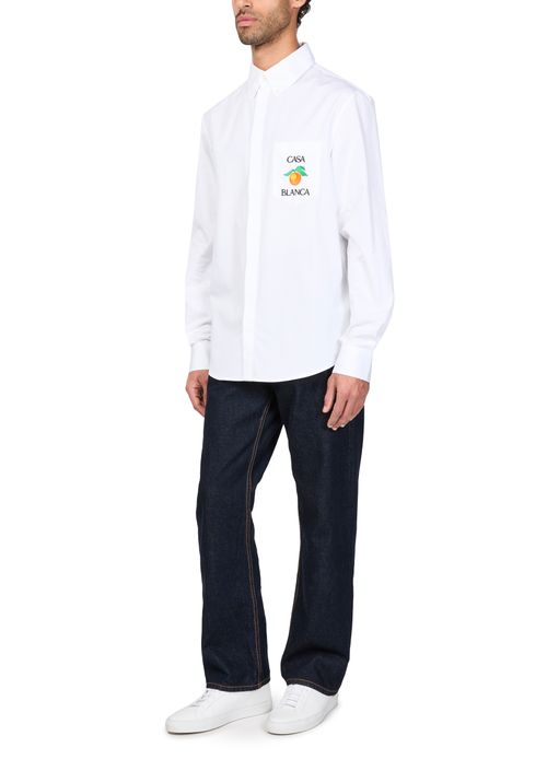 CASABLANCA Embroidered long-sleeved oxford shirt