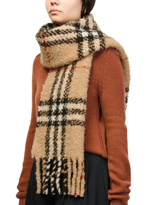 BURBERRY Check Alpaca Wool Blend Bouclé Scarf