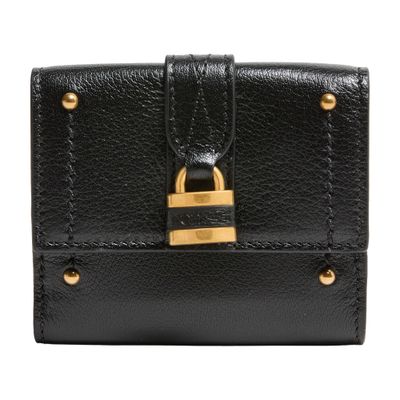 Chloé Paddington Embellished Textured-leather Cardholder In Black