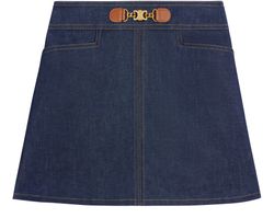 CELINE モノグラム MINI SKIRT MINI SKIRT IN MONOGRAM CHAMBRAY COTTON - | CELINE